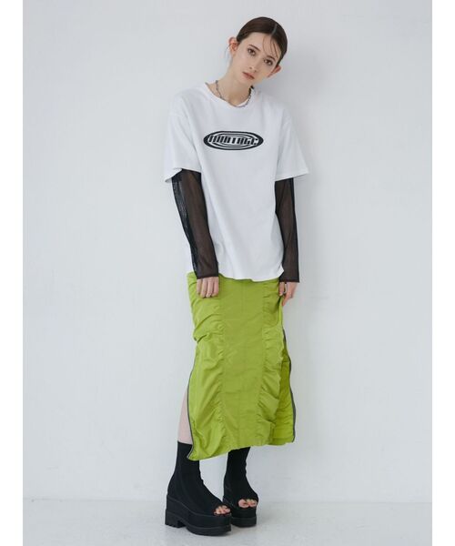 MURUA（ムルーア）の「メッシュシアーカットトップス（Tシャツ/カットソー・レディース・カーキ/ブラック/アイボリー・FREE）」の11枚目の写真