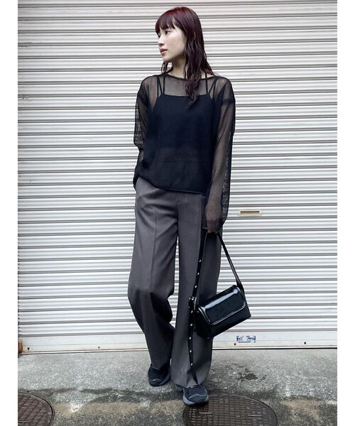 MURUA（ムルーア）の「メッシュシアーカットトップス（Tシャツ/カットソー・レディース・カーキ/ブラック/アイボリー・FREE）」の20枚目の写真