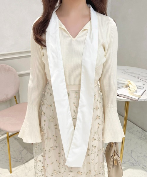 apres jour(アプレジュール)の「ボウタイドッキングワンピース【ZOZOTOWN限定アイテム】(ワンピース・レディース・ブラック/グレイッシュベージュ/アイボリー・X-LARGE/フリー)」の9枚目の写真