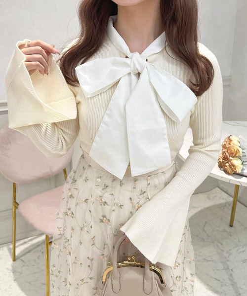 apres jour(アプレジュール)の「ボウタイドッキングワンピース【ZOZOTOWN限定アイテム】(ワンピース・レディース・ブラック/グレイッシュベージュ/アイボリー・X-LARGE/フリー)」の21枚目の写真