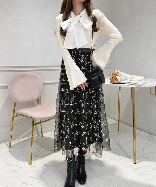 apres jour(アプレジュール)の「ボウタイドッキングワンピース【ZOZOTOWN限定アイテム】(ワンピース・レディース・ブラック/グレイッシュベージュ/アイボリー・X-LARGE/フリー)」の11枚目の写真