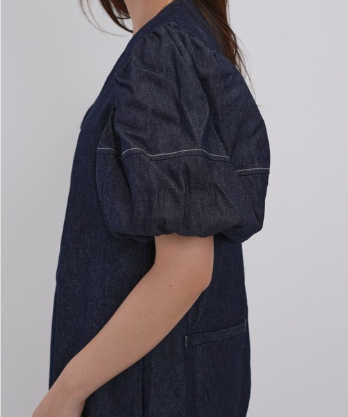 Cla STEllaR(クラステラ)の「デニム スーツ オールインワン ジャンプスーツ コンビネゾン 半袖 ショート ハーフ ジップ(つなぎ/オールインワン・レディース・インディゴブルー・FREE)」の3枚目の写真