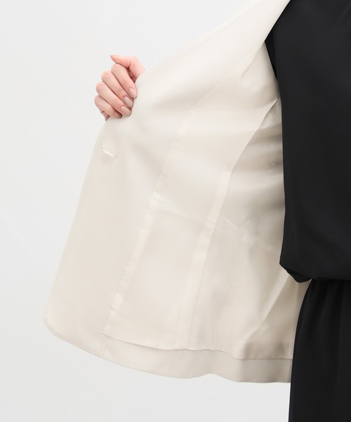 Honeys（ハニーズ）の「ウォッシャブルストレッチカラーレスジャケット（テーラードジャケット・レディース・ダークネイビー/ブラック/アイボリー/杢グレー/ベージュ・S/L/LL/M/3L）」の8枚目の写真