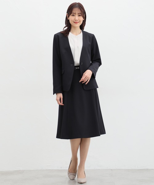 Honeys（ハニーズ）の「ウォッシャブルストレッチカラーレスジャケット（テーラードジャケット・レディース・ダークネイビー/ブラック/アイボリー/杢グレー/ベージュ・S/L/LL/M/3L）」の13枚目の写真