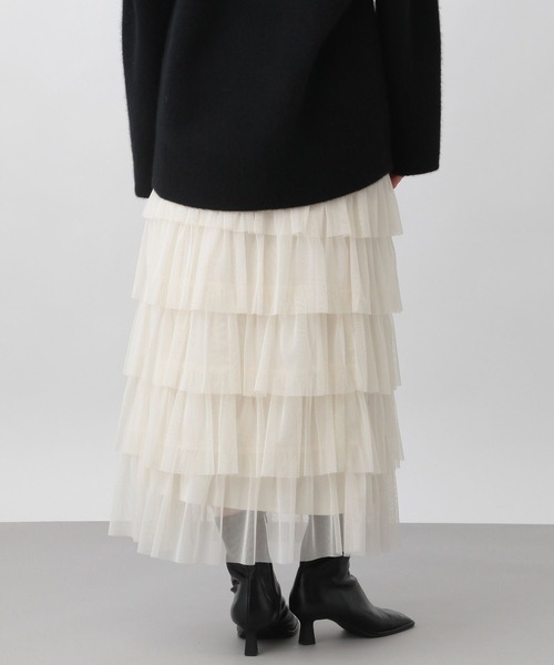 A part by（アパートバイ）の「フリルチュールスカート（スカート・レディース・ブラック/アイボリー・FREE）」の6枚目の写真