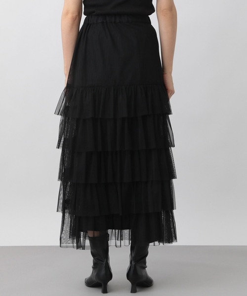 A part by（アパートバイ）の「フリルチュールスカート（スカート・レディース・ブラック/アイボリー・FREE）」の3枚目の写真