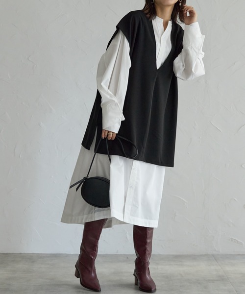 each（イーチ）の「【アンサンブルセット】Vネックベスト＋プチハイネックプルオーバー（アンサンブル・レディース・ブラック/グレー/ベージュ・FREE）」の17枚目の写真