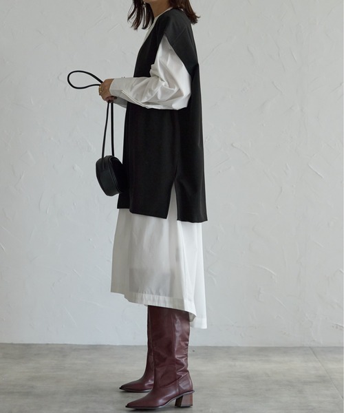 each（イーチ）の「【アンサンブルセット】Vネックベスト＋プチハイネックプルオーバー（アンサンブル・レディース・ブラック/グレー/ベージュ・FREE）」の16枚目の写真