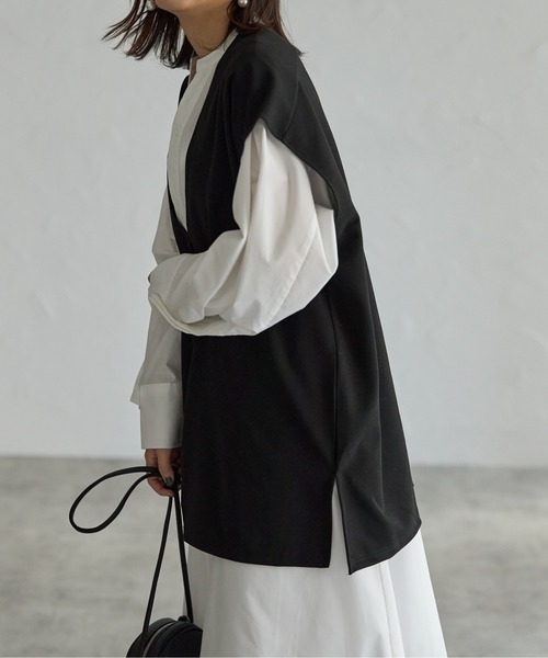 each（イーチ）の「【アンサンブルセット】Vネックベスト＋プチハイネックプルオーバー（アンサンブル・レディース・ブラック/グレー/ベージュ・FREE）」の13枚目の写真