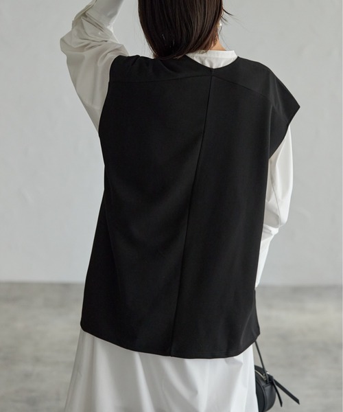 each（イーチ）の「【アンサンブルセット】Vネックベスト＋プチハイネックプルオーバー（アンサンブル・レディース・ブラック/グレー/ベージュ・FREE）」の10枚目の写真