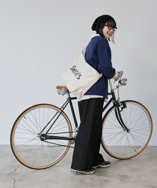 SMITH'S（スミス）の「SMITH'S（スミス）別注ビッグショルダーバッグ／メッセンジャーバッグ（ショルダーバッグ・メンズ・オフホワイト/ブラック・FREE）」の6枚目の写真