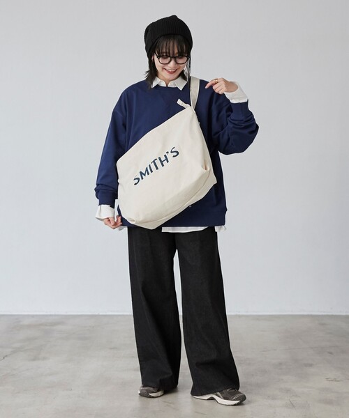 SMITH'S（スミス）の「SMITH'S（スミス）別注ビッグショルダーバッグ／メッセンジャーバッグ（ショルダーバッグ・メンズ・オフホワイト/ブラック・FREE）」の7枚目の写真