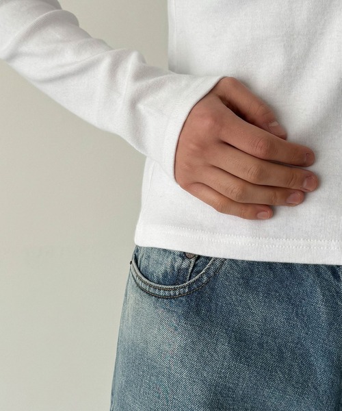 CANAL JEAN（キャナルジーン）の「RED CHOP WORKS　ヘンリーネックロンT（Tシャツ/カットソー・レディース・ホワイト/グレー・ONE SIZE）」の14枚目の写真