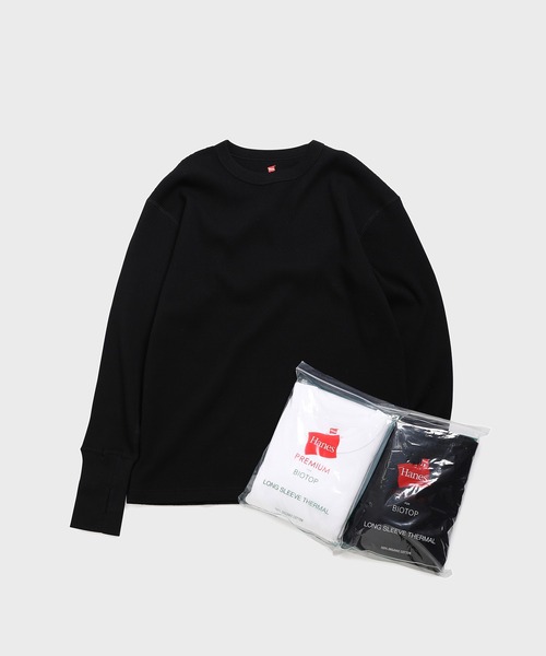 BIOTOP（ビオトープ）の「Hanes EX OG PREMIUM CT THERMAL CN PO（Tシャツ/カットソー・メンズ・ブラック/ホワイト・L/XL/M）」の2枚目の写真