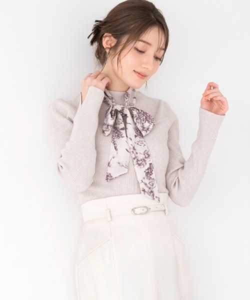 MISCH MASCH（ミッシュマッシュ）の「ボウタイビスチェ切替ニット/MM418306（ニット/セーター・レディース・ブルー/ホワイト/ベージュ・ﾌﾘ-）」の2枚目の写真