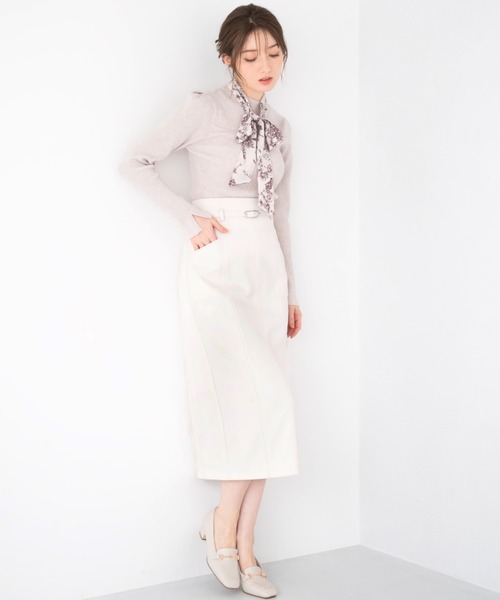 MISCH MASCH（ミッシュマッシュ）の「ボウタイビスチェ切替ニット/MM418306（ニット/セーター・レディース・ブルー/ホワイト/ベージュ・ﾌﾘ-）」の4枚目の写真