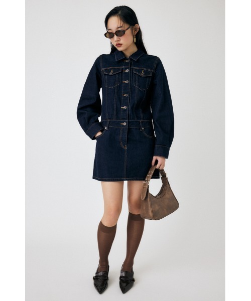 MOUSSY（マウジー）の「LOW WAIST DENIM MINI ドレス（ワンピース・レディース・ブルー/ワンウォッシュ・2/1）」の12枚目の写真