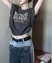 HALEY PESCA | HALEY PESCA/Y2K ショート丈サイドドロースト ロゴTシャツ(Tシャツ/カットソー)