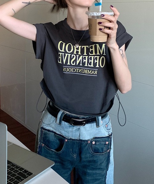 HALEY PESCA（ヘーリーペスカ）の「HALEY PESCA/Y2K ショート丈サイドドロースト ロゴTシャツ（Tシャツ/カットソー・レディース・ホワイト/グレー/グリーン・SMALL/MEDIUM/LARGE）」の19枚目の写真