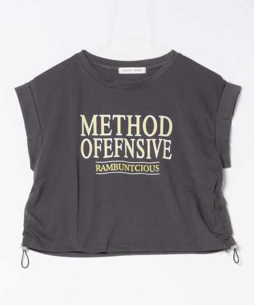 HALEY PESCA（ヘーリーペスカ）の「HALEY PESCA/Y2K ショート丈サイドドロースト ロゴTシャツ（Tシャツ/カットソー・レディース・ホワイト/グレー/グリーン・SMALL/MEDIUM/LARGE）」の5枚目の写真