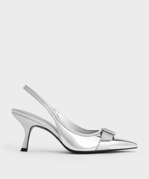 CHARLES & KEITH（チャールズ & キース）の「バックル ポインデッドトゥスリングバックパンプス（パンプス・レディース・ブラック/オフホワイト/シルバー・22.5cm/23cm/23.5cm/24.5cm/25cm）」の7枚目の写真