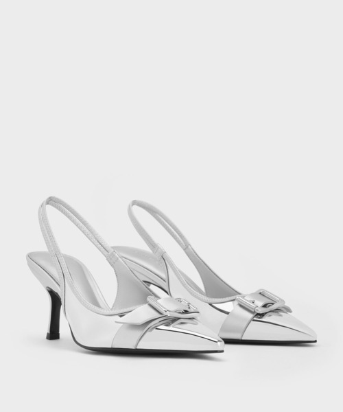 CHARLES & KEITH（チャールズ & キース）の「バックル ポインデッドトゥスリングバックパンプス（パンプス・レディース・ブラック/オフホワイト/シルバー・22.5cm/23cm/23.5cm/24.5cm/25cm）」の8枚目の写真