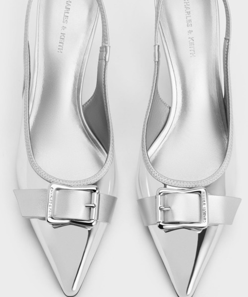 CHARLES & KEITH（チャールズ & キース）の「バックル ポインデッドトゥスリングバックパンプス（パンプス・レディース・ブラック/オフホワイト/シルバー・22.5cm/23cm/23.5cm/24.5cm/25cm）」の11枚目の写真