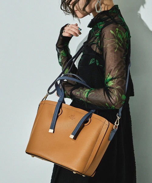 D.KELLY（ディーケリー）の「D.KELLY フロントポケット バイカラー2wayトートバッグ ミデトートバッグ ショルダーバッグ レディース バッグ（トートバッグ・レディース・ネイビー/グレー/ブルー/グレイッシュベージュ/アイボリー/ブラック/キャメル/ピンク/レッド/マスタード・ONE SIZE）」の13枚目の写真