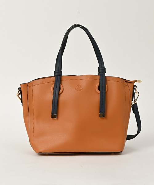 D.KELLY（ディーケリー）の「D.KELLY フロントポケット バイカラー2wayトートバッグ ミデトートバッグ ショルダーバッグ レディース バッグ（トートバッグ・レディース・ネイビー/グレー/ブルー/グレイッシュベージュ/アイボリー/ブラック/キャメル/ピンク/レッド/マスタード・ONE SIZE）」の15枚目の写真