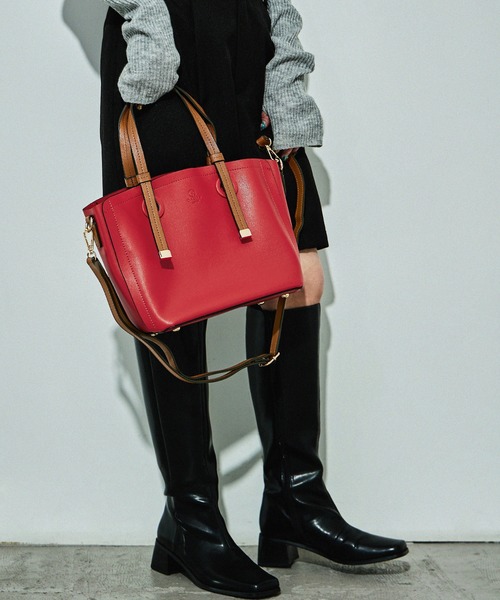 D.KELLY（ディーケリー）の「D.KELLY フロントポケット バイカラー2wayトートバッグ ミデトートバッグ ショルダーバッグ レディース バッグ（トートバッグ・レディース・ネイビー/グレー/ブルー/グレイッシュベージュ/アイボリー/ブラック/キャメル/ピンク/レッド/マスタード・ONE SIZE）」の22枚目の写真