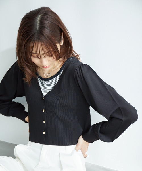 ROPE' PICNIC(ロペピクニック)の「ショート丈袖ボリュームカーディガン/UVカット(カーディガン/ボレロ・レディース・ブラック/ライトグレー/クリーム/ブルー系その他4・38)」の6枚目の写真