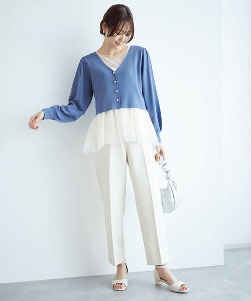 ROPE' PICNIC(ロペピクニック)の「ショート丈袖ボリュームカーディガン/UVカット(カーディガン/ボレロ・レディース・ブラック/ライトグレー/クリーム/ブルー系その他4・38)」の9枚目の写真