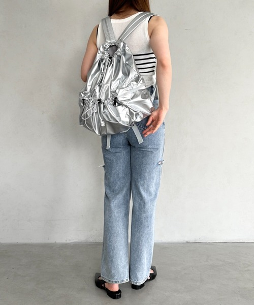 セール】【大容量】メタリックギャザードロストリュック（バックパック