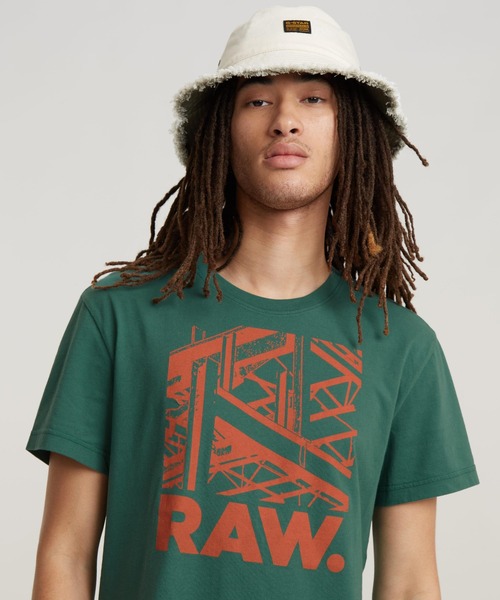 G-STAR（ジースター）の「RAW. CONSTRUCTION T-SHIRT/グラフィックロゴT（Tシャツ/カットソー・メンズ・グリーン/ダークブラック/イエロー系その他/ホワイト・LARGE/MEDIUM/SMALL/X-LARGE/X-SMALL）」の6枚目の写真
