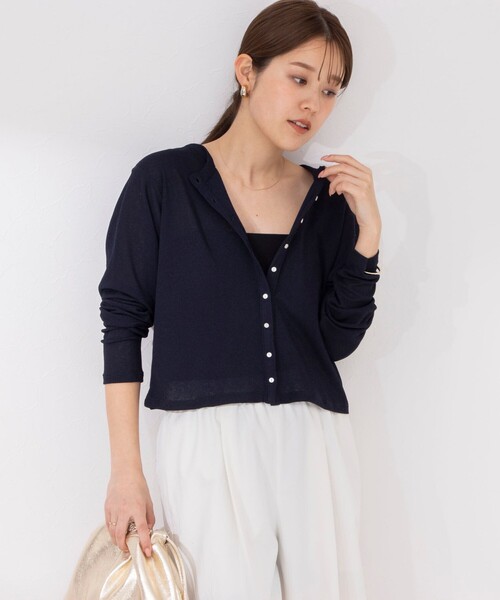 NOLLEY’S（ノーリーズ）の「《アンサンブル対応》シアーワッフル2WAYカーディガン（カーディガン/ボレロ・レディース・ライトグリーン/ネイビー/オフホワイト/ブラック・FREE）」の11枚目の写真