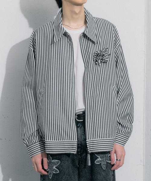 SENSE OF PLACE by URBAN RESEARCH(センスオブプレイスバイアーバンリサーチ)の「hxcyyd × SOP ストライプフラワーコサージュシャツブルゾン(UNISEX)(ブルゾン・メンズ・その他1/その他2・MEDIUM/LARGE)」の6枚目の写真