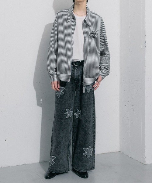 SENSE OF PLACE by URBAN RESEARCH(センスオブプレイスバイアーバンリサーチ)の「hxcyyd × SOP ストライプフラワーコサージュシャツブルゾン(UNISEX)(ブルゾン・メンズ・その他1/その他2・MEDIUM/LARGE)」の9枚目の写真