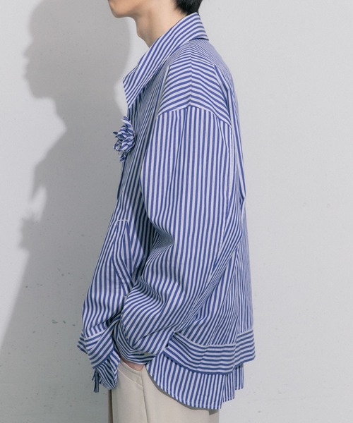 SENSE OF PLACE by URBAN RESEARCH(センスオブプレイスバイアーバンリサーチ)の「hxcyyd × SOP ストライプフラワーコサージュシャツブルゾン(UNISEX)(ブルゾン・メンズ・その他1/その他2・MEDIUM/LARGE)」の19枚目の写真