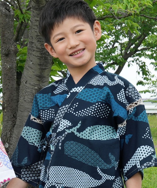 Bee des Bee（ビーデスビー）の「甚平 上下セット（浴衣・キッズ・ライトブラウン/ネイビー/その他/ライトベージュ/ネイビー系/コバルトブルー/グレー/ネイビー系1・150cm/130cm/120cm/110cm/100cm/140cm）」の7枚目の写真