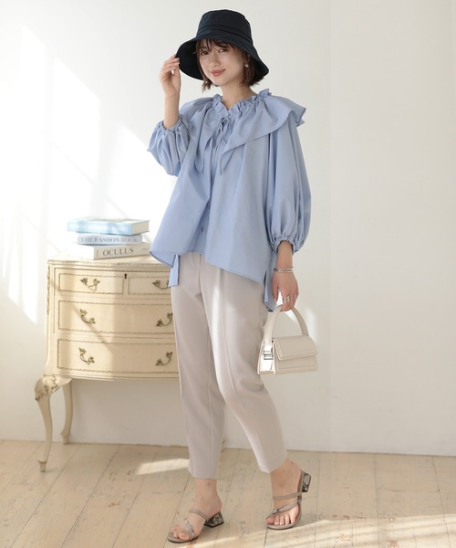 Little＆More（リトルアンドモア）の「バケットハット 綿麻 あご紐ワイヤー入折りたたみ（ハット・レディース・ベージュ/ネイビー/ブルー/ブラック・FREE）」の8枚目の写真