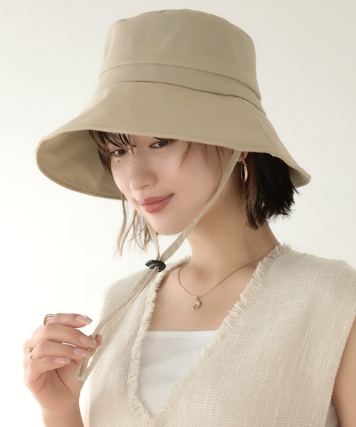 Little＆More（リトルアンドモア）の「バケットハット 綿麻 あご紐ワイヤー入折りたたみ（ハット・レディース・ベージュ/ネイビー/ブルー/ブラック・FREE）」の19枚目の写真