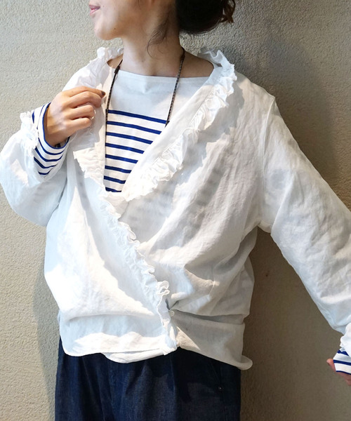 JOURNAL STANDARD LUXE(ジャーナルスタンダード ラックス)の「《追加2》CLシャンブレー フリルブラウス(シャツ/ブラウス・レディース・ホワイト・FREE)」の10枚目の写真
