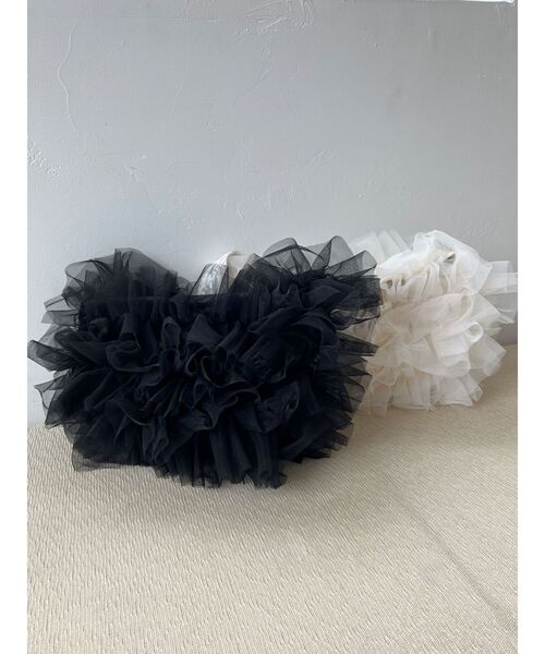 Ungrid（アングリッド）の「チュールコンビベロアショルダーバッグ（ショルダーバッグ・レディース・ブラック/アイボリー・FREE）」の3枚目の写真