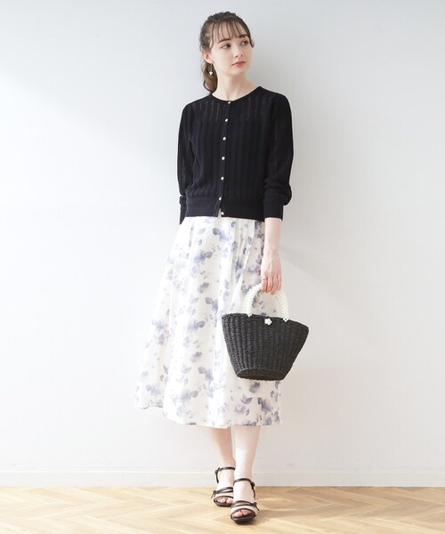 couture brooch（クチュールブローチ）の「◆透かし編みカーディガン（カーディガン/ボレロ・レディース・ネイビー/イエロー系その他/オフホワイト・42/38）」の21枚目の写真