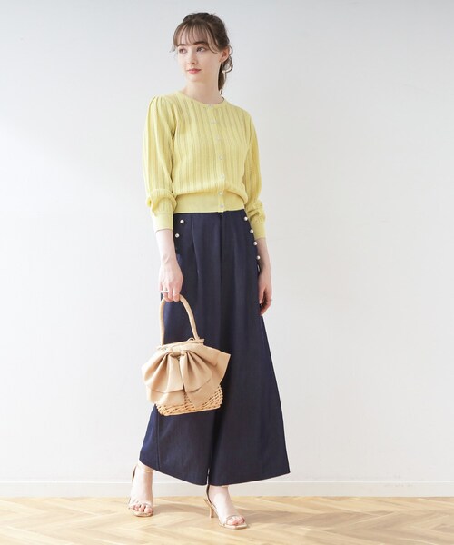 couture brooch（クチュールブローチ）の「◆透かし編みカーディガン（カーディガン/ボレロ・レディース・ネイビー/イエロー系その他/オフホワイト・42/38）」の16枚目の写真