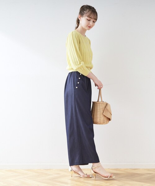 couture brooch（クチュールブローチ）の「◆透かし編みカーディガン（カーディガン/ボレロ・レディース・ネイビー/イエロー系その他/オフホワイト・42/38）」の17枚目の写真