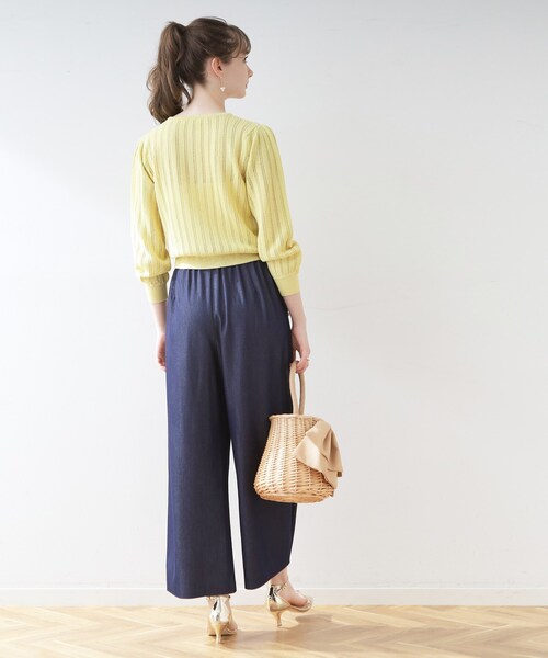 couture brooch（クチュールブローチ）の「◆透かし編みカーディガン（カーディガン/ボレロ・レディース・ネイビー/イエロー系その他/オフホワイト・42/38）」の18枚目の写真