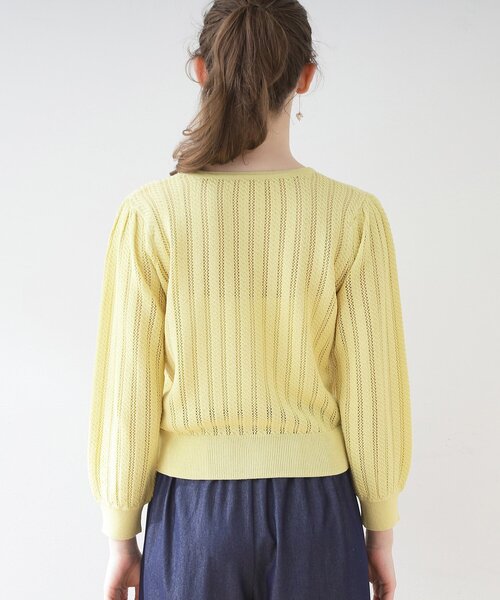 couture brooch（クチュールブローチ）の「◆透かし編みカーディガン（カーディガン/ボレロ・レディース・ネイビー/イエロー系その他/オフホワイト・42/38）」の10枚目の写真