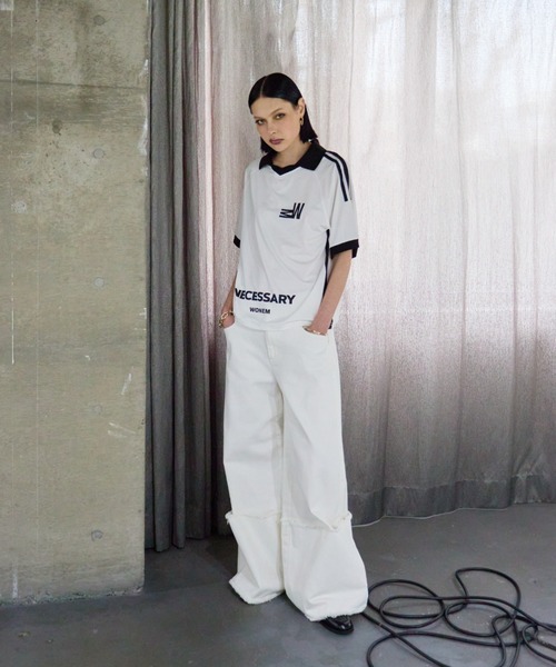 WONEM（ウォンエム）の「フラップヒュージワイドレッグジーンズ（デニムパンツ・レディース・ホワイト/グレー・1/2）」の11枚目の写真