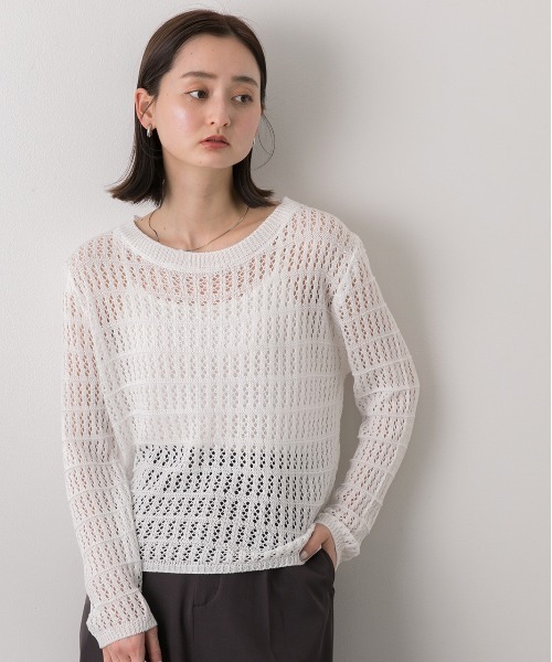 ad thie(アドティエ)の「透かし編み ニットプルオーバー(ニット/セーター・レディース・キャメル/ベージュ/ブラック/オフホワイト・FREE)」の9枚目の写真